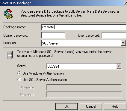 Package dialog